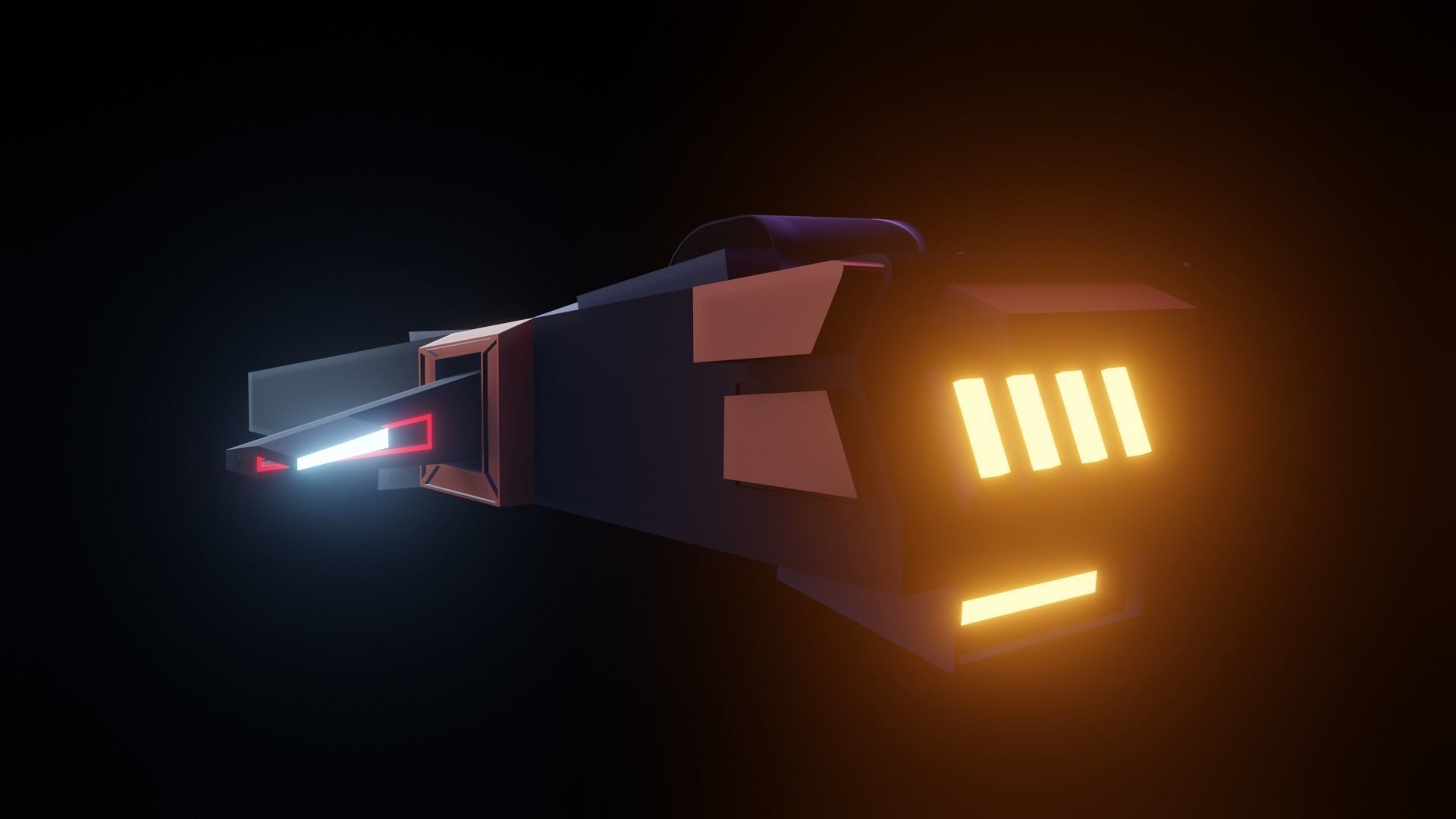 Spaceship with lights 3D model_1