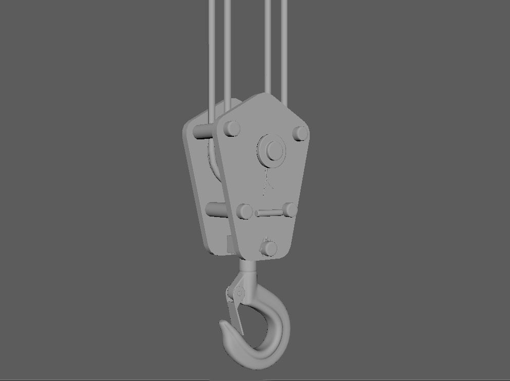 Pulley Hook  Double fixed eyelet 3D model_1