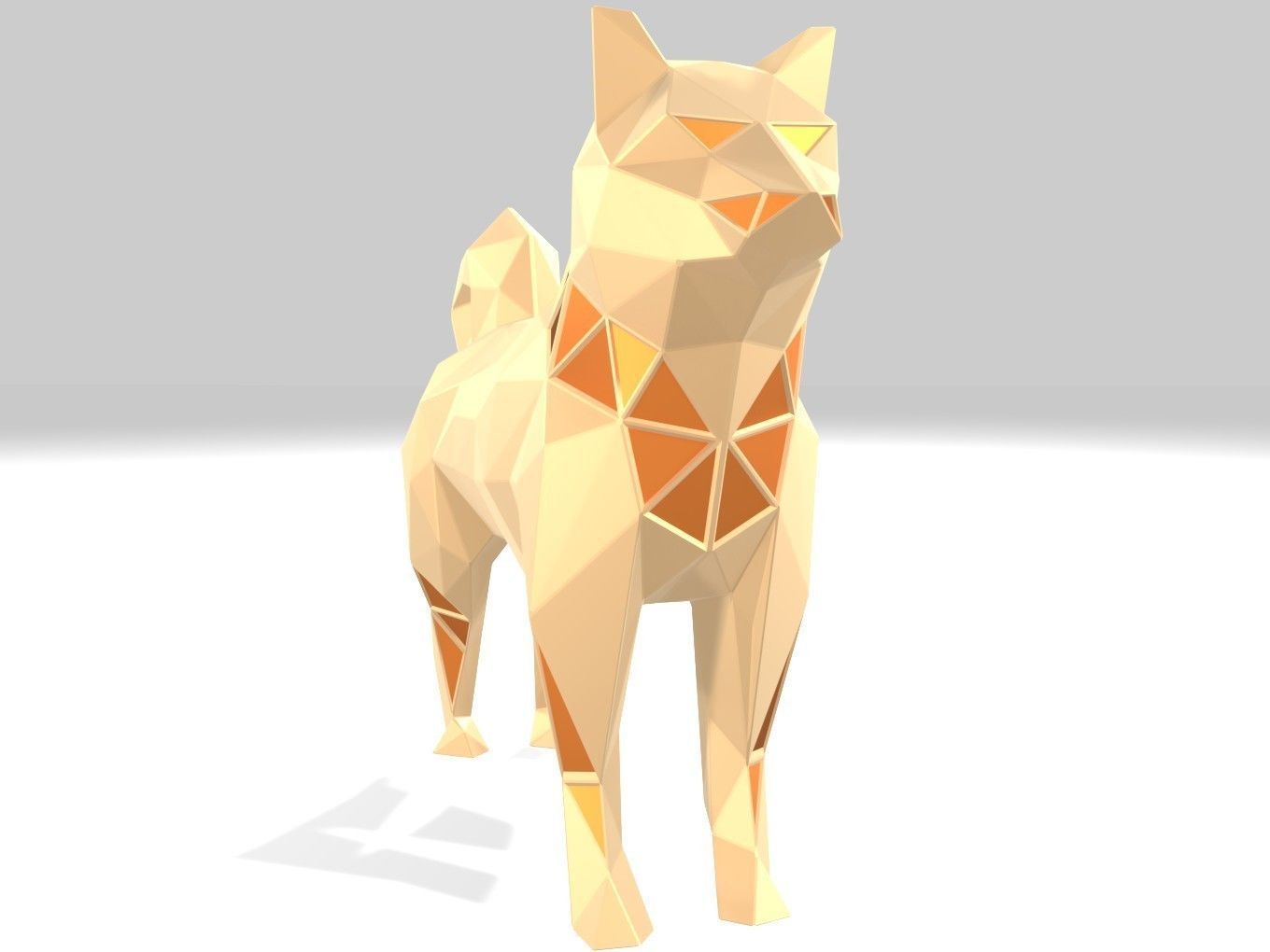 Polygonal Shiba Inu Parametric 3D print model_1