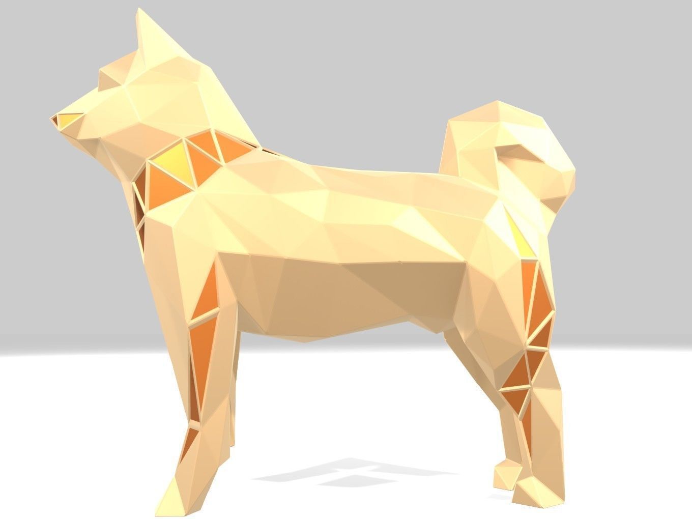 Polygonal Shiba Inu Parametric 3D print model_3