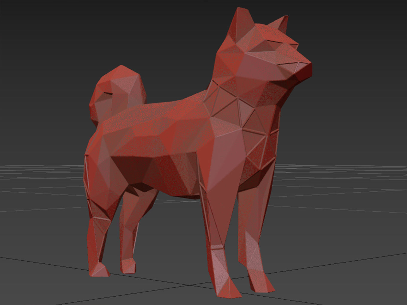 Polygonal Shiba Inu Parametric 3D print model_10