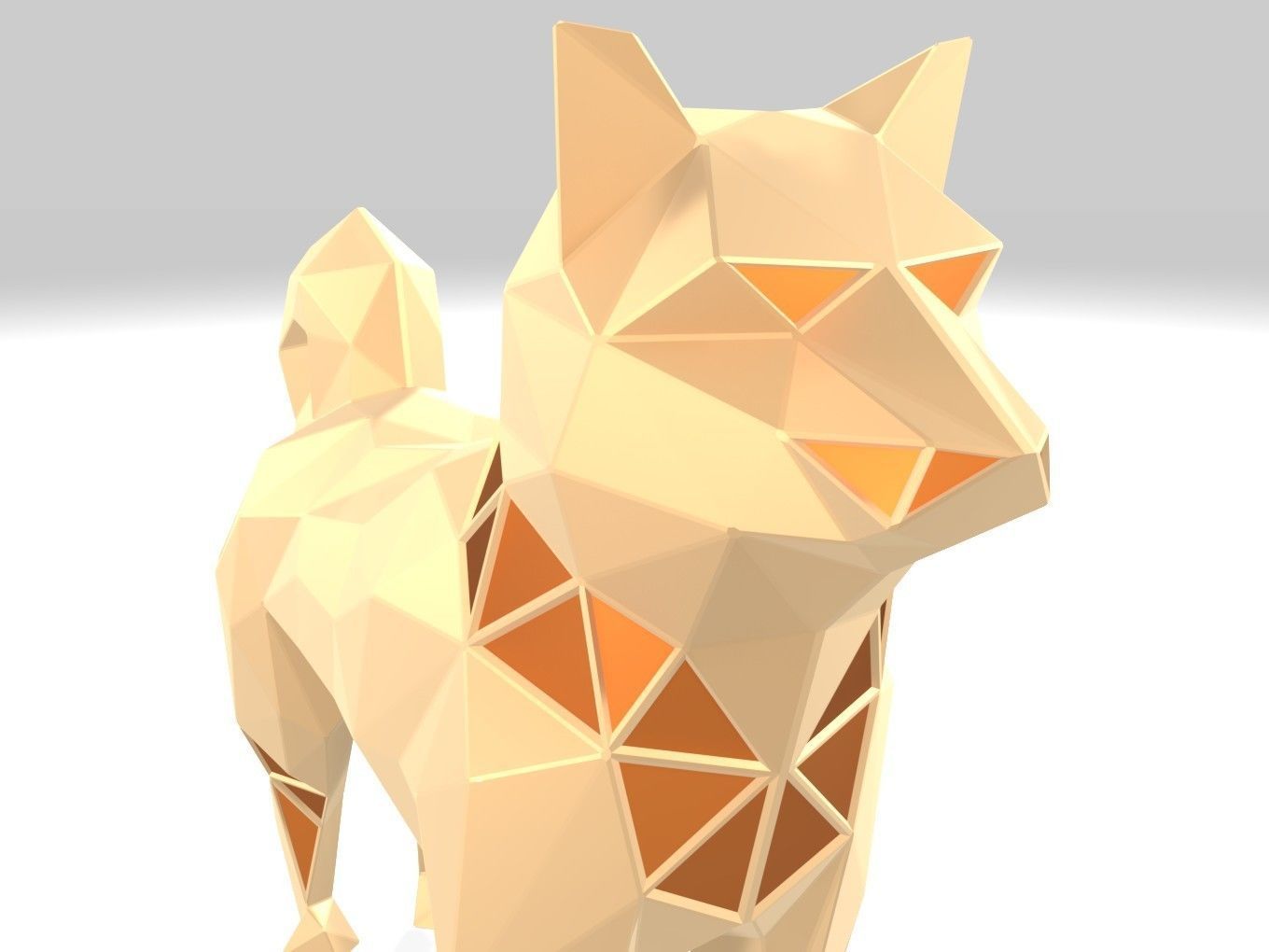 Polygonal Shiba Inu Parametric 3D print model_7