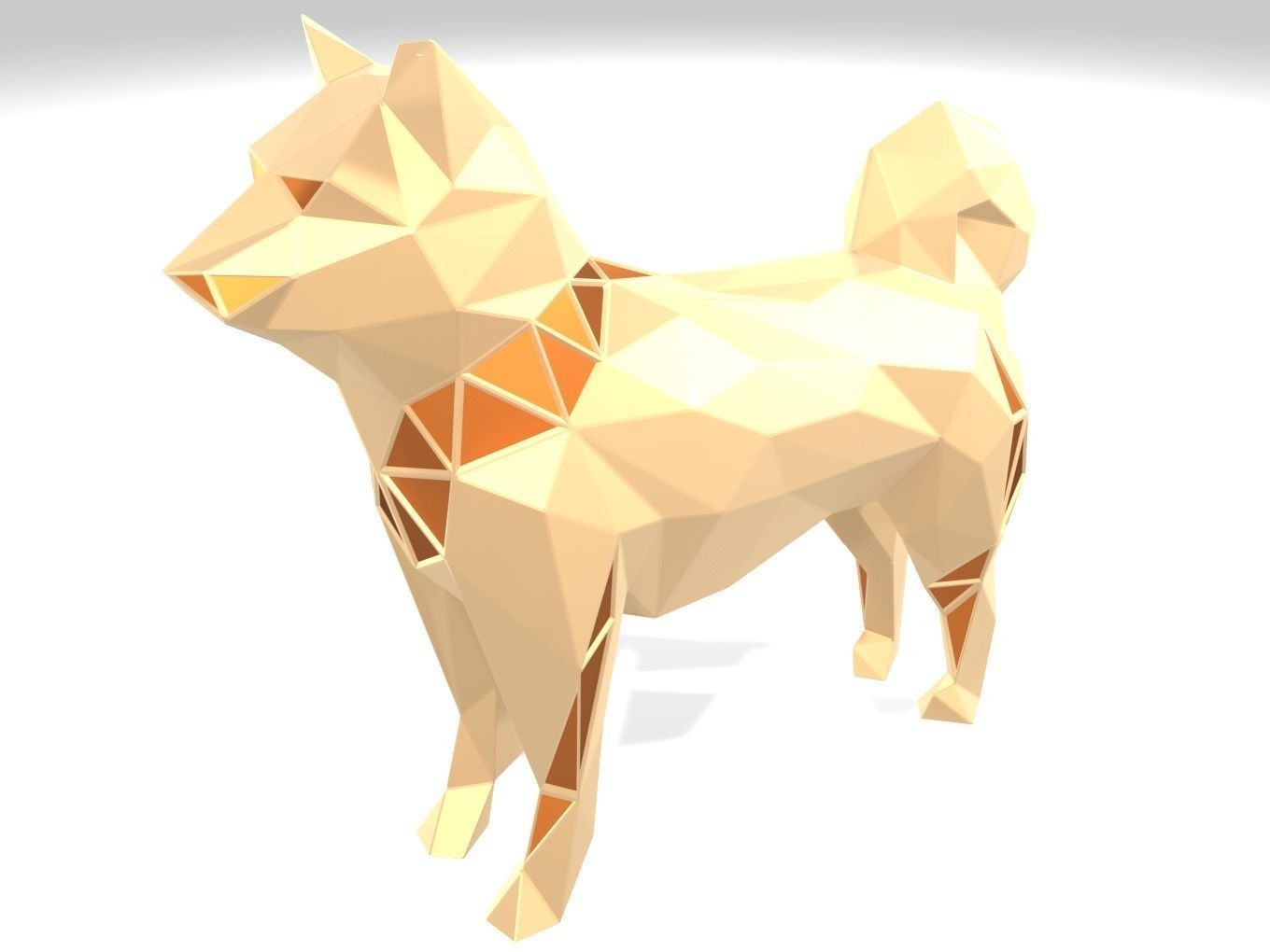 Polygonal Shiba Inu Parametric 3D print model_2