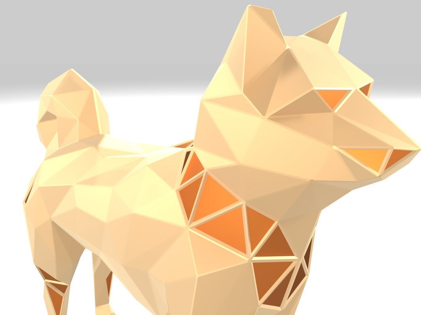 Polygonal Shiba Inu Parametric 3D print model_6