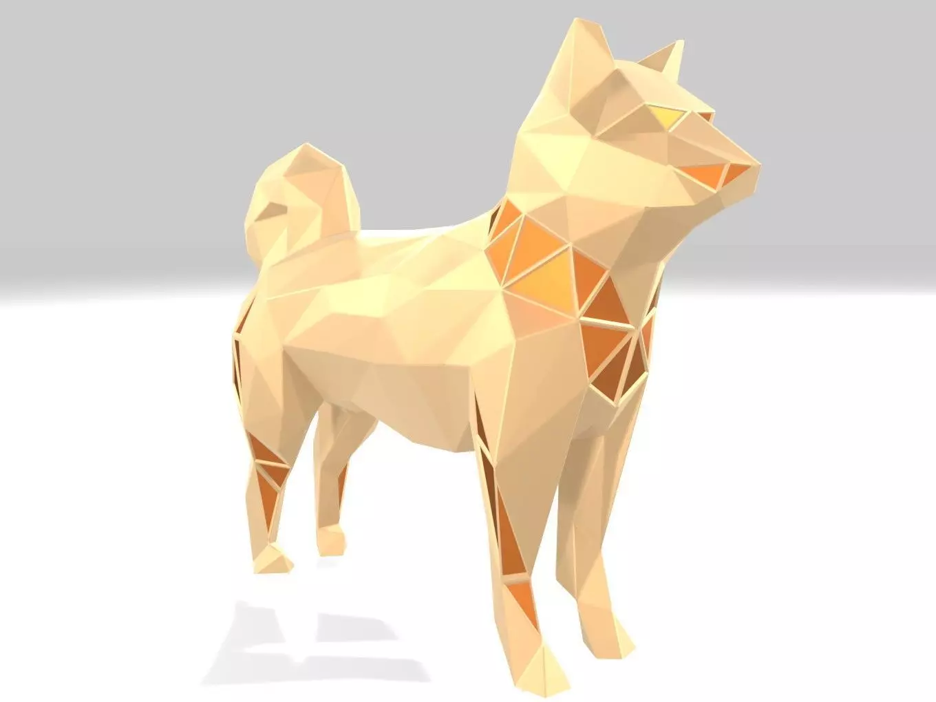 Polygonal Shiba Inu Parametric 3D print model_0
