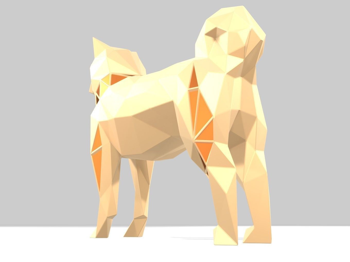 Polygonal Shiba Inu Parametric 3D print model_4