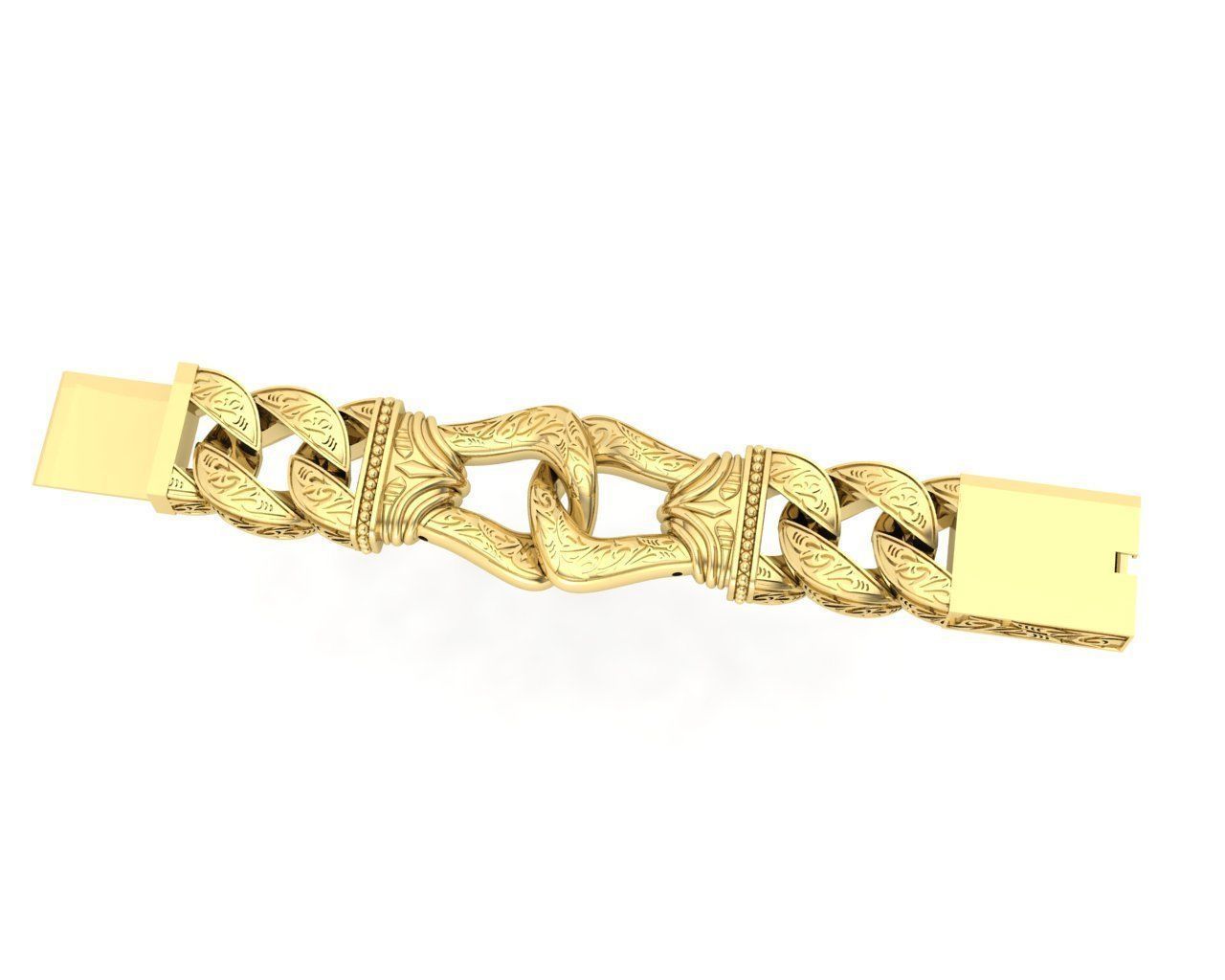 BRACELET gold with intricate design 3D print model_2