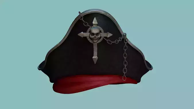 Gothic Pirate Hat - Fantasy Character Costume Low-poly 3D model