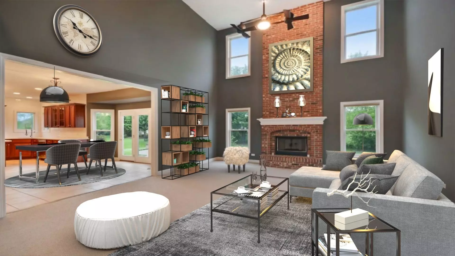 livingroom living room with brick fireplace 3D print model