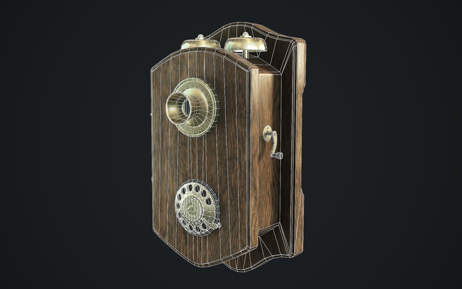 Antique Phone Low-poly 3D model_3