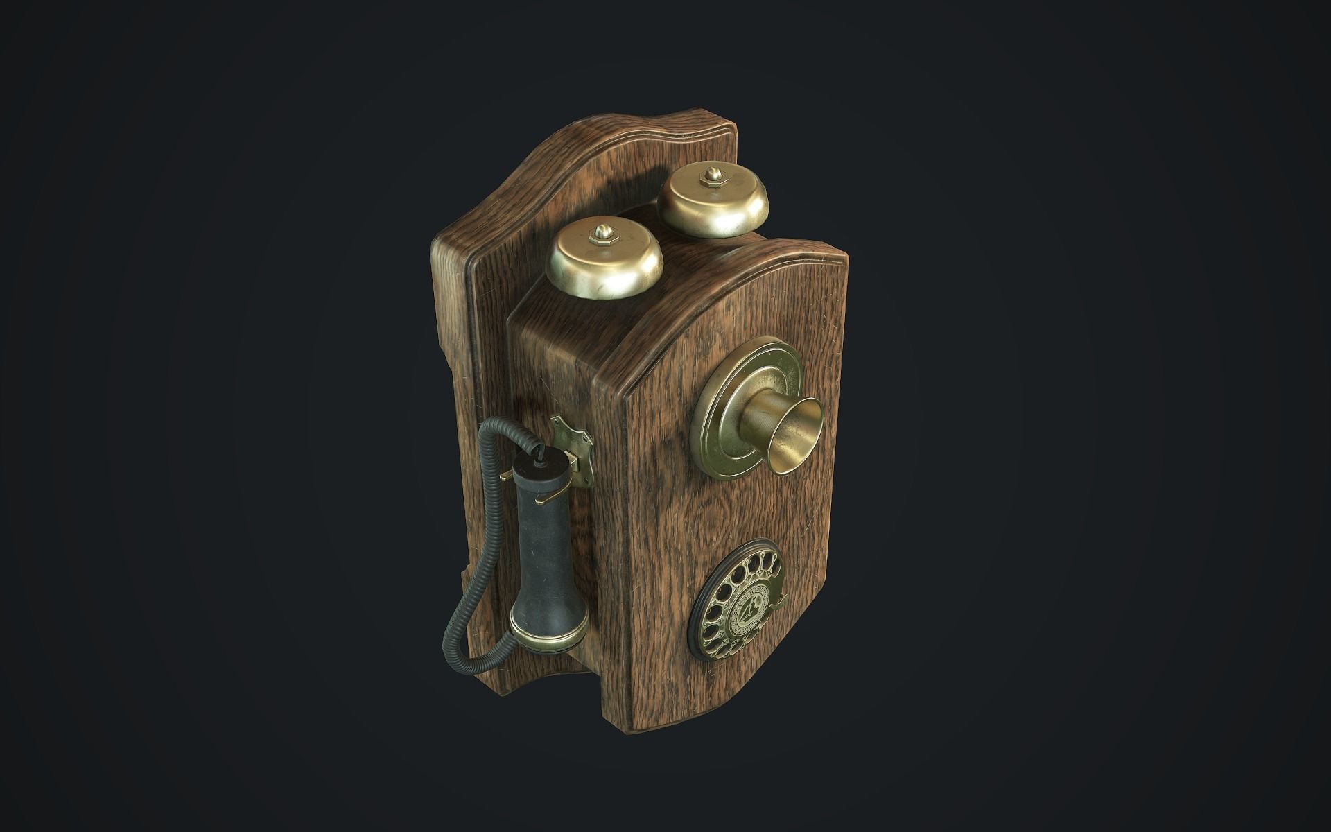Antique Phone Low-poly 3D model_6