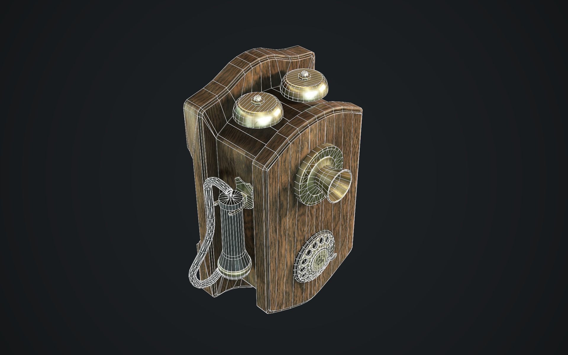 Antique Phone Low-poly 3D model_7