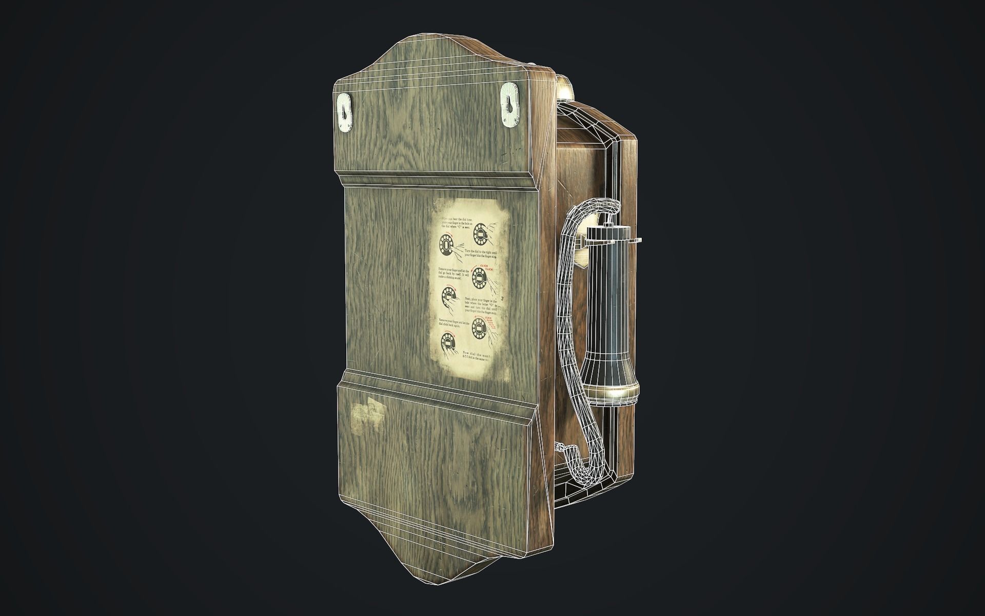 Antique Phone Low-poly 3D model_5