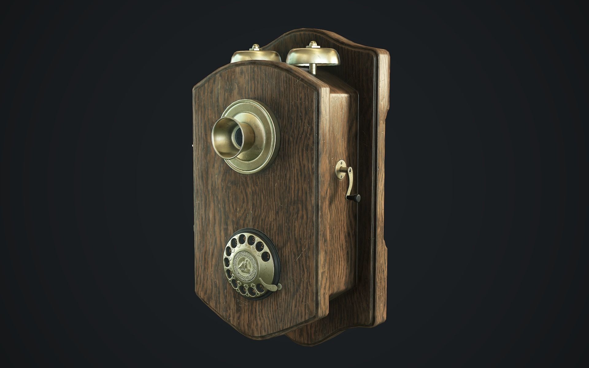 Antique Phone Low-poly 3D model_2