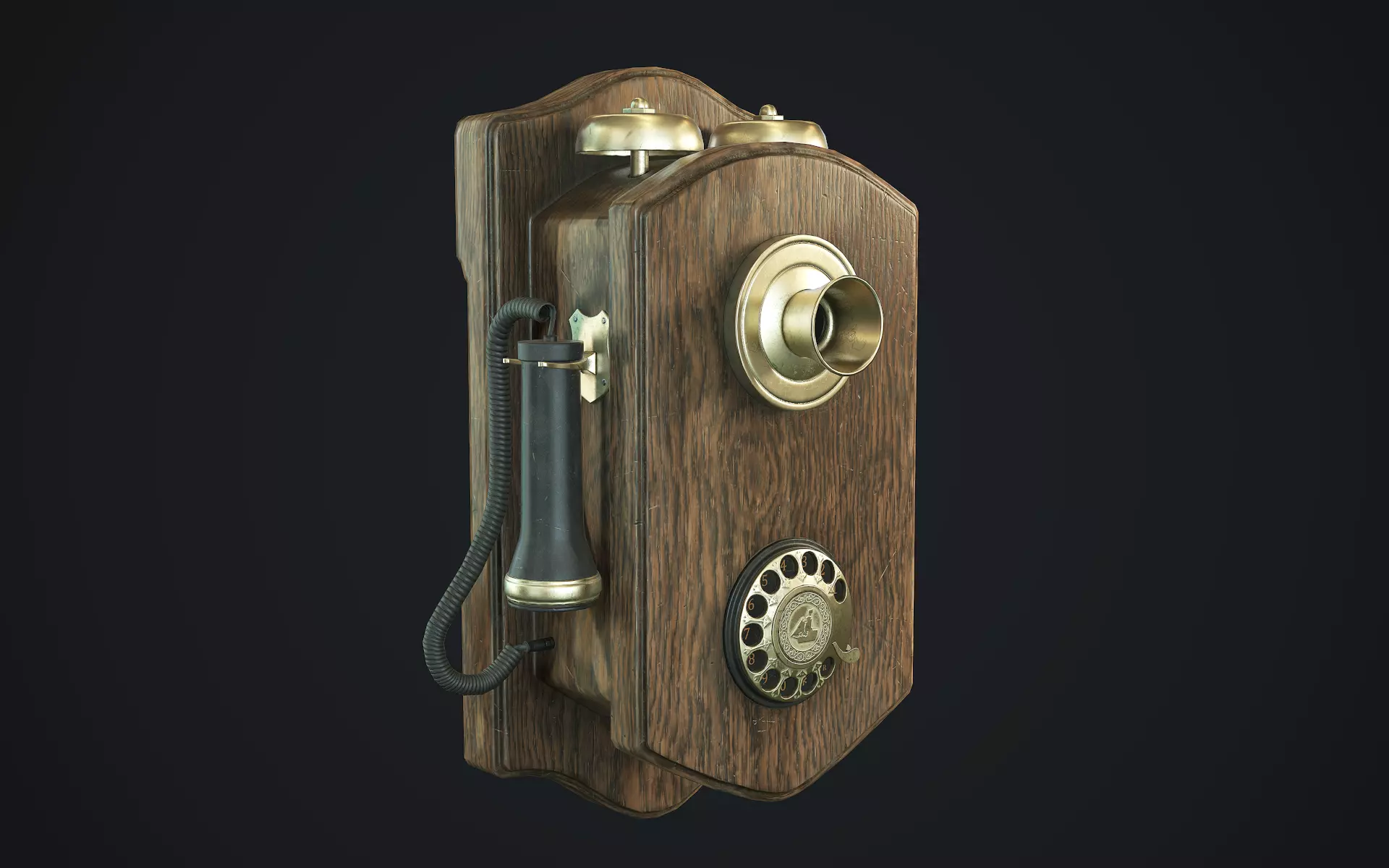 Antique Phone Low-poly 3D model_0