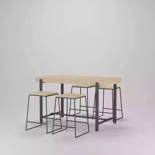 Solid Wood Coffee Table Set  Low-poly 3D model