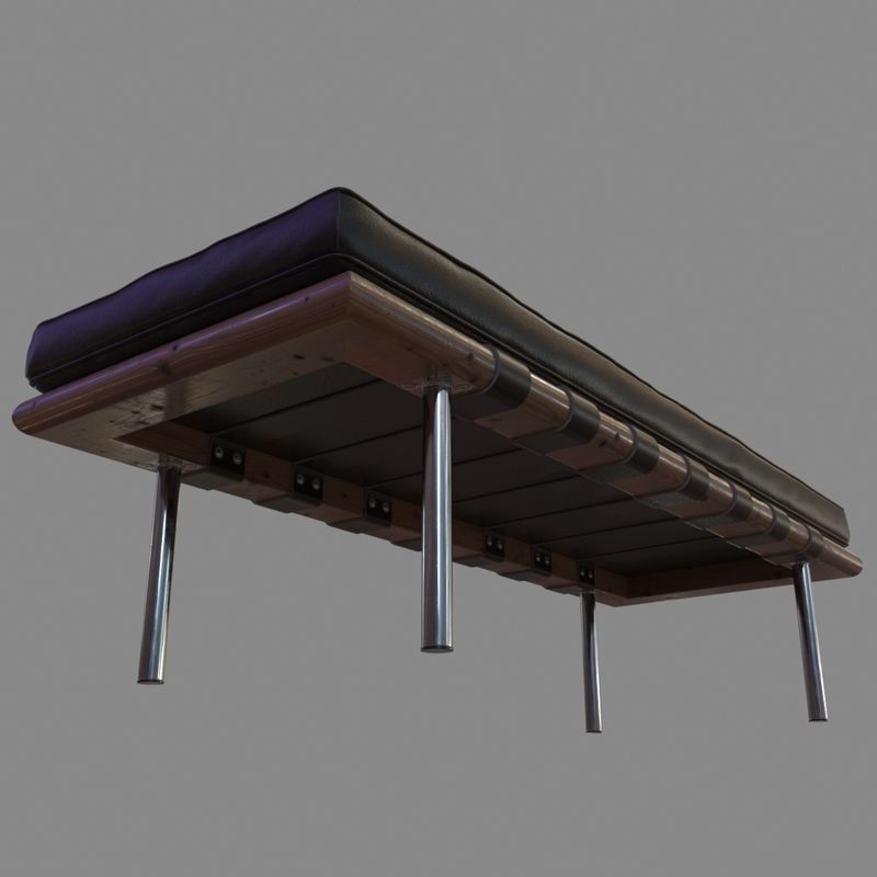 Barcelona Bench 3D model_7