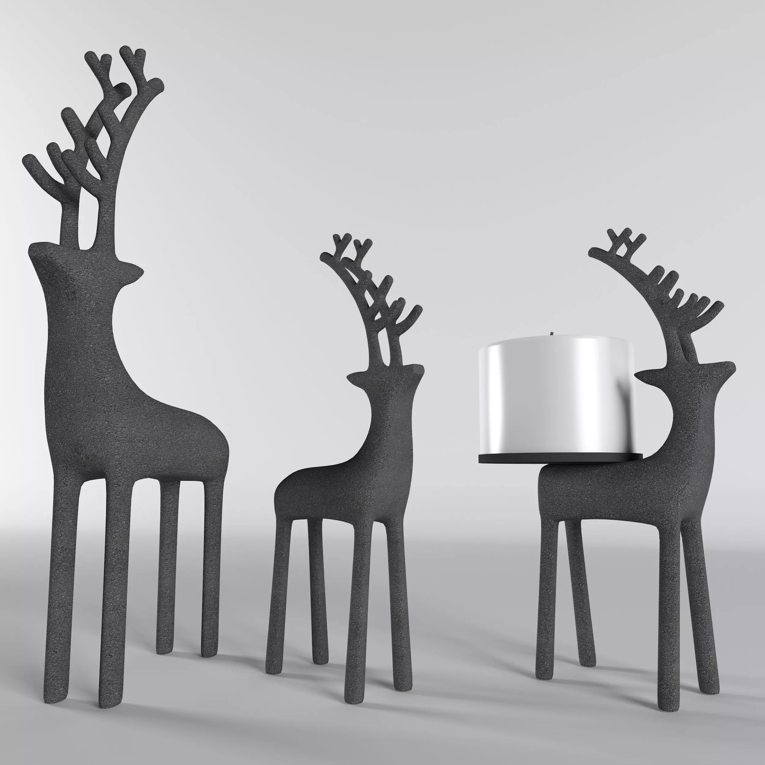 christmas deer decor with candle holder 3D model