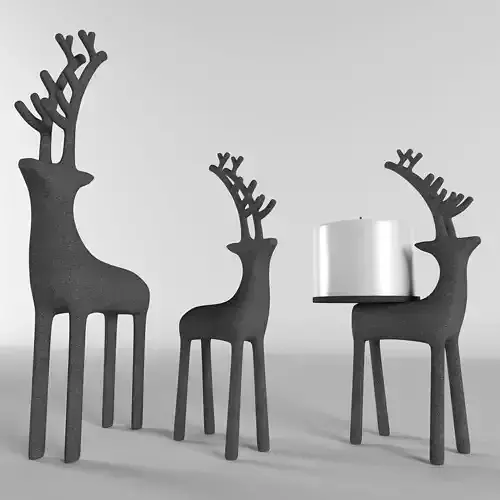 christmas deer decor with candle holder 3D model