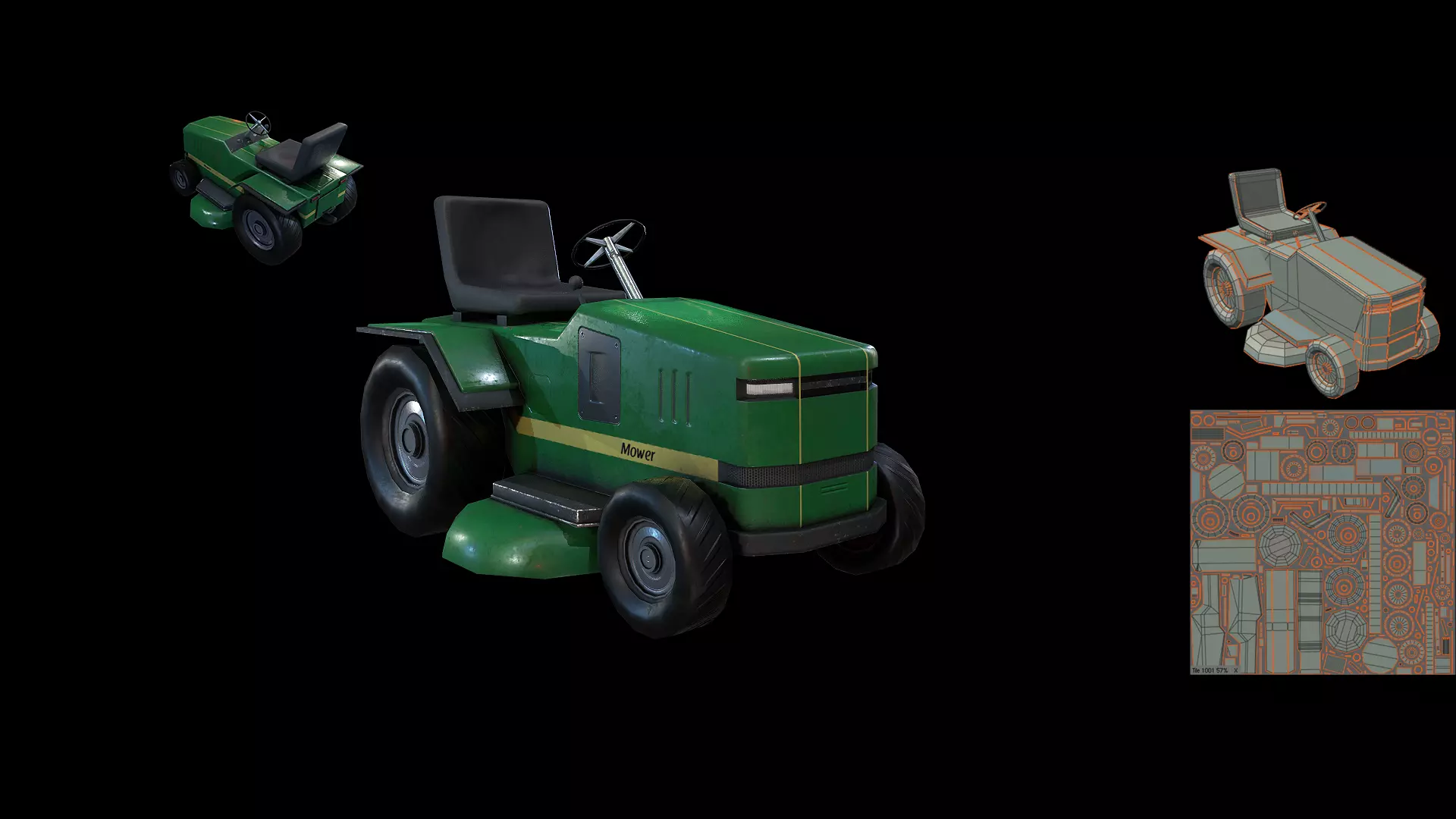 Mower Tractor - Gest Low-poly 3D model_0