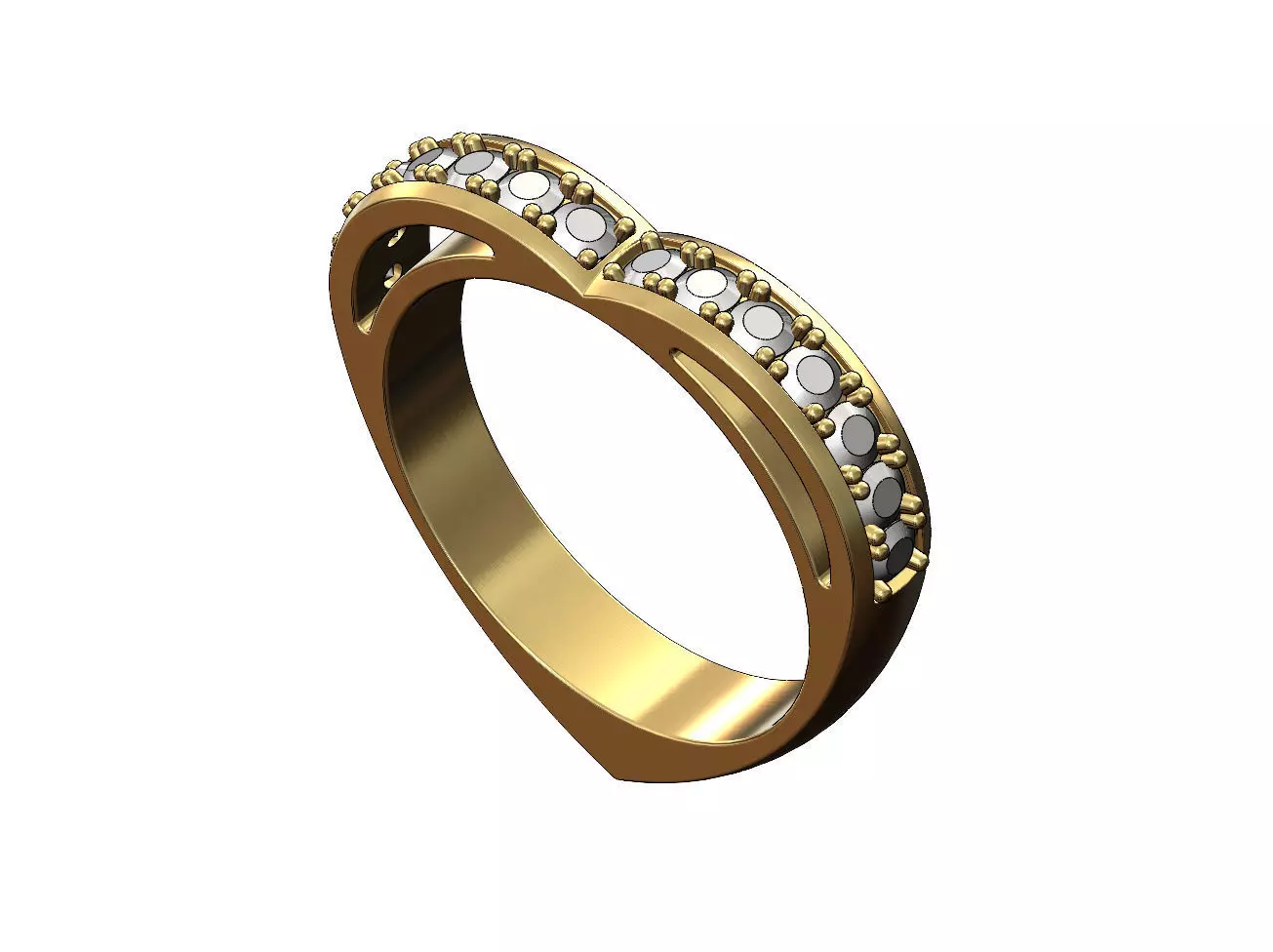 Heart shaped ring with pave setting on the shoulder 3D print model