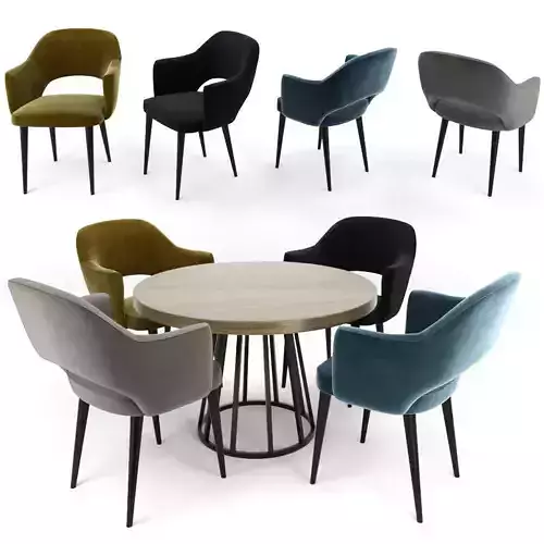 Eero Saarinen Executive Armchairs And Table 3D model