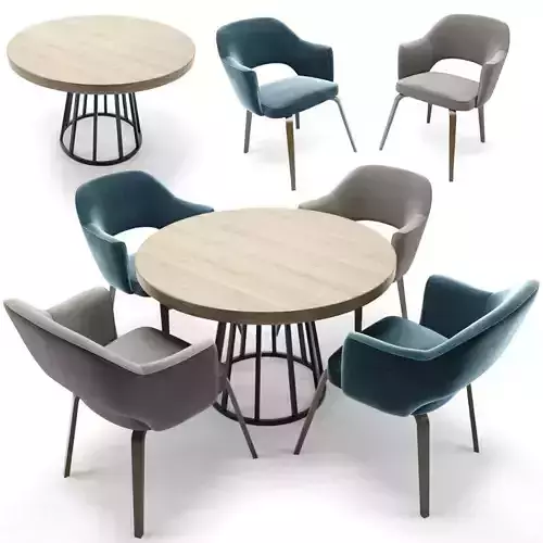 Eero Saarinen Executive chair Woodlegs Table 3D model