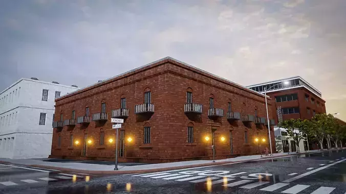 URBAN CITY BUILDING 6 Low-poly 3D model