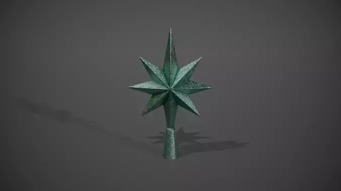 Glittery Blue Star Tree Topper Low-poly 3D model