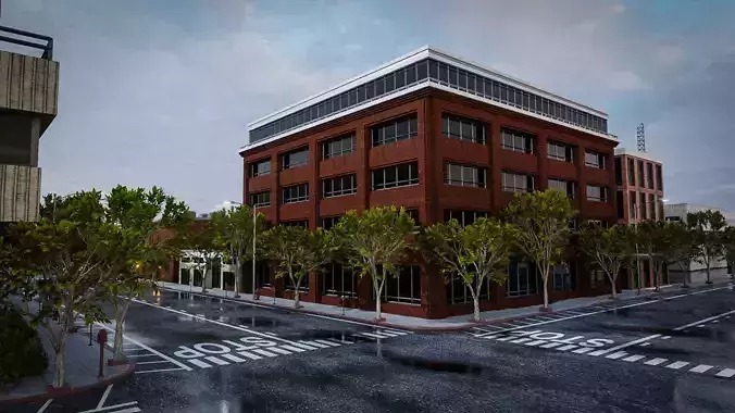 URBAN CITY BUILDING 12 Low-poly 3D model