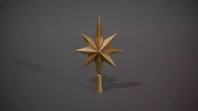 Glittery Gold Star Tree Topper Low-poly 3D model