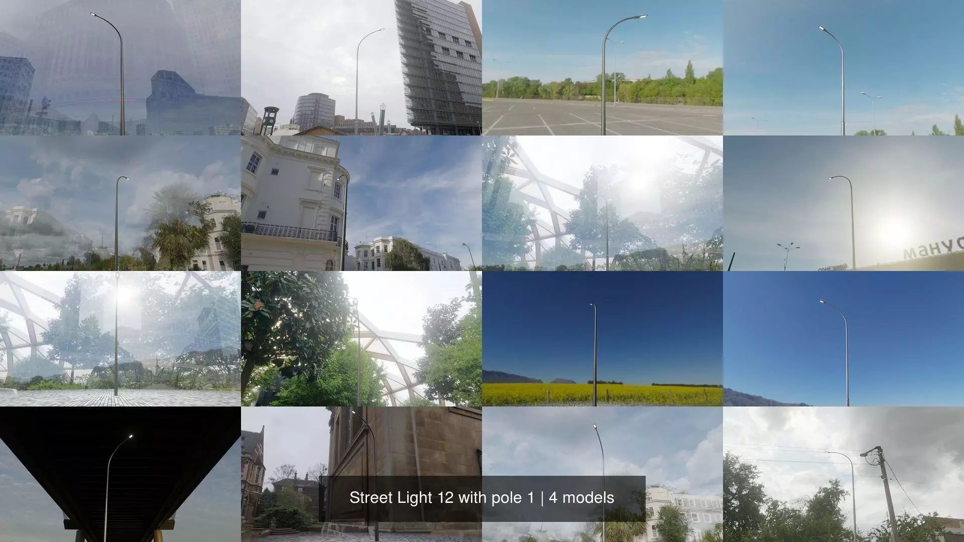 Street Light 12 with pole 1 3D Model Collection_0