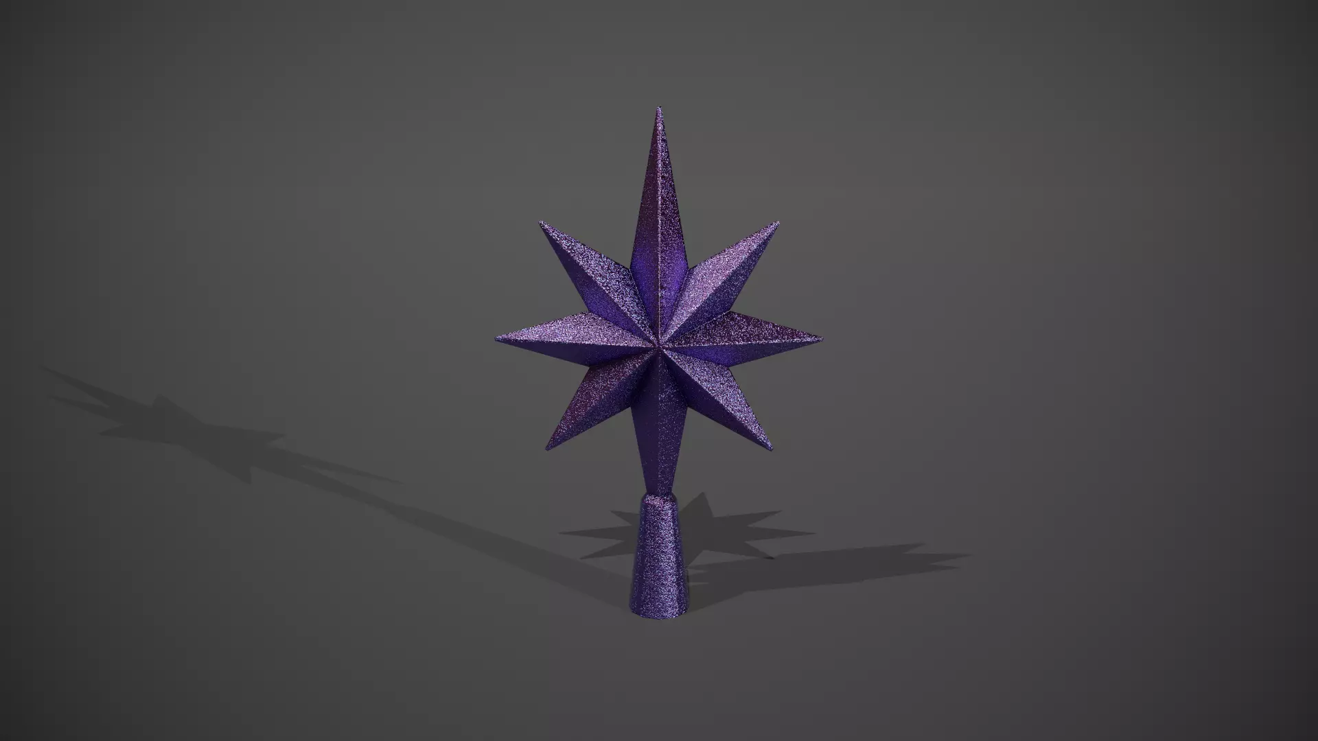 Glittery Purple Star Tree Topper Low-poly 3D model_0