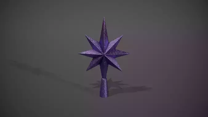 Glittery Purple Star Tree Topper Low-poly 3D model
