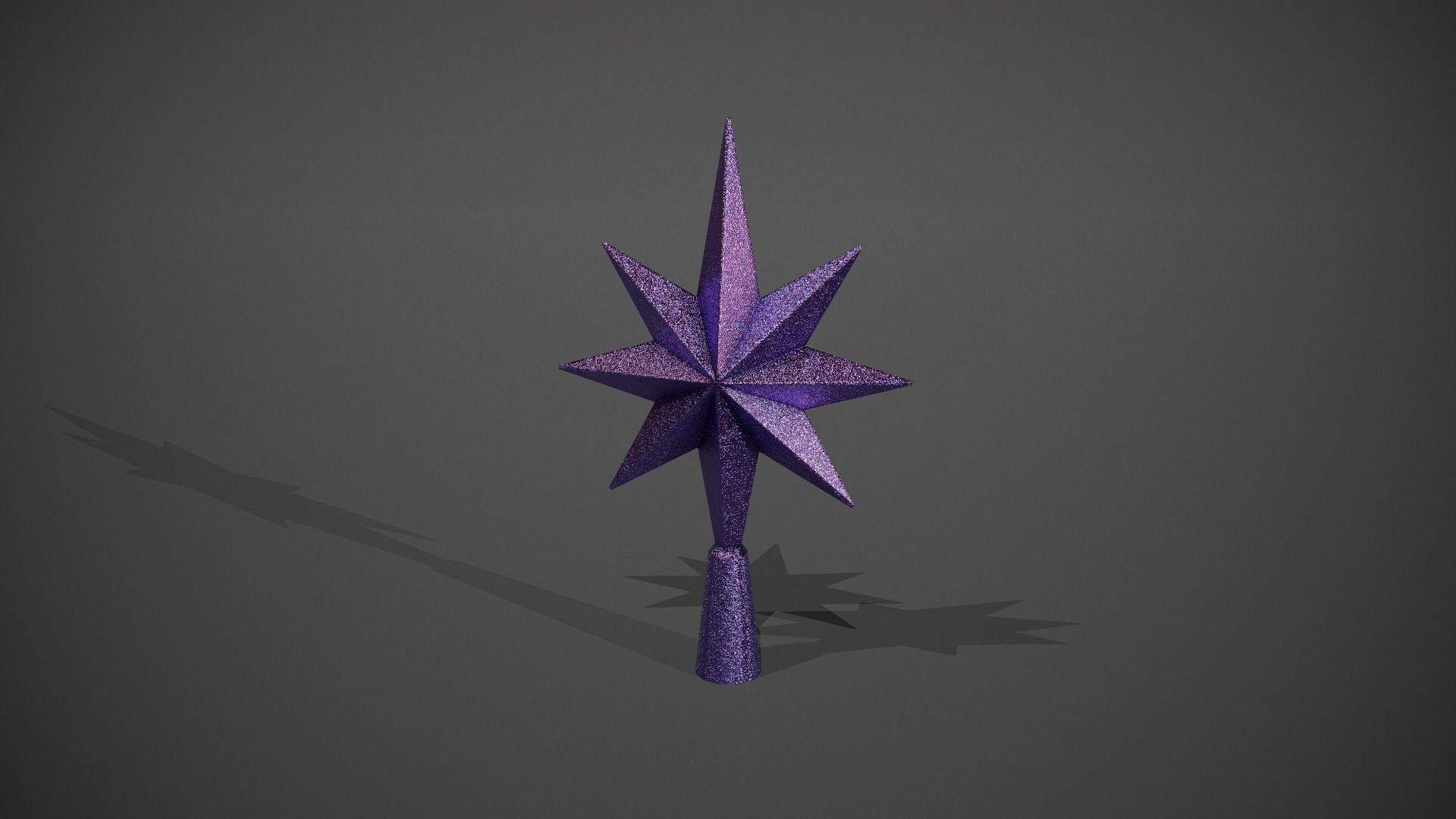 Glittery Purple Star Tree Topper Low-poly 3D model_5