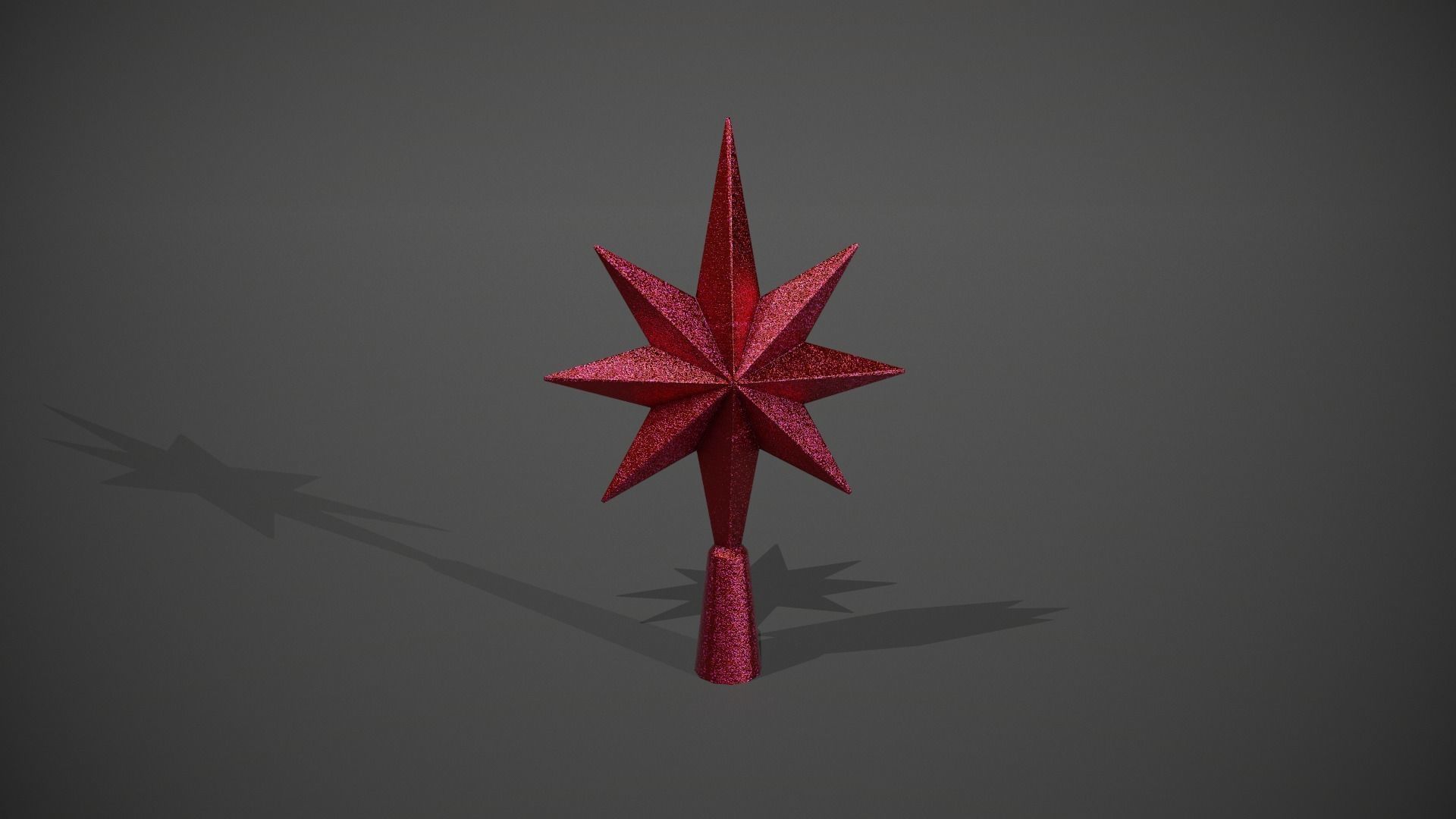 Glittery Red Star Tree Topper Low-poly 3D model_11
