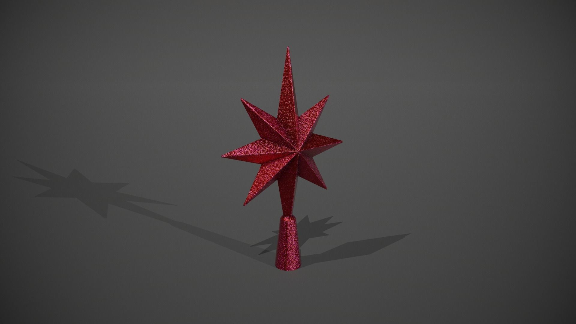 Glittery Red Star Tree Topper Low-poly 3D model_1