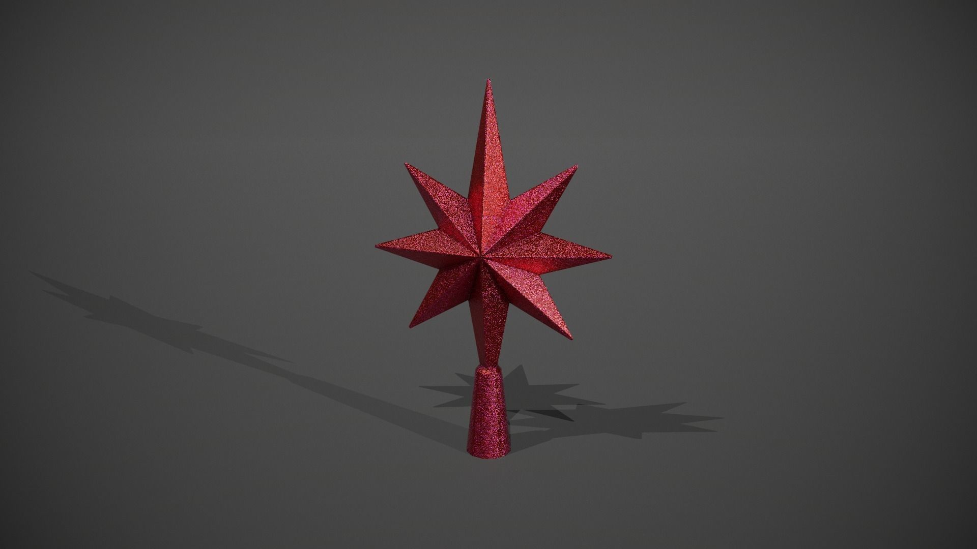 Glittery Red Star Tree Topper Low-poly 3D model_5