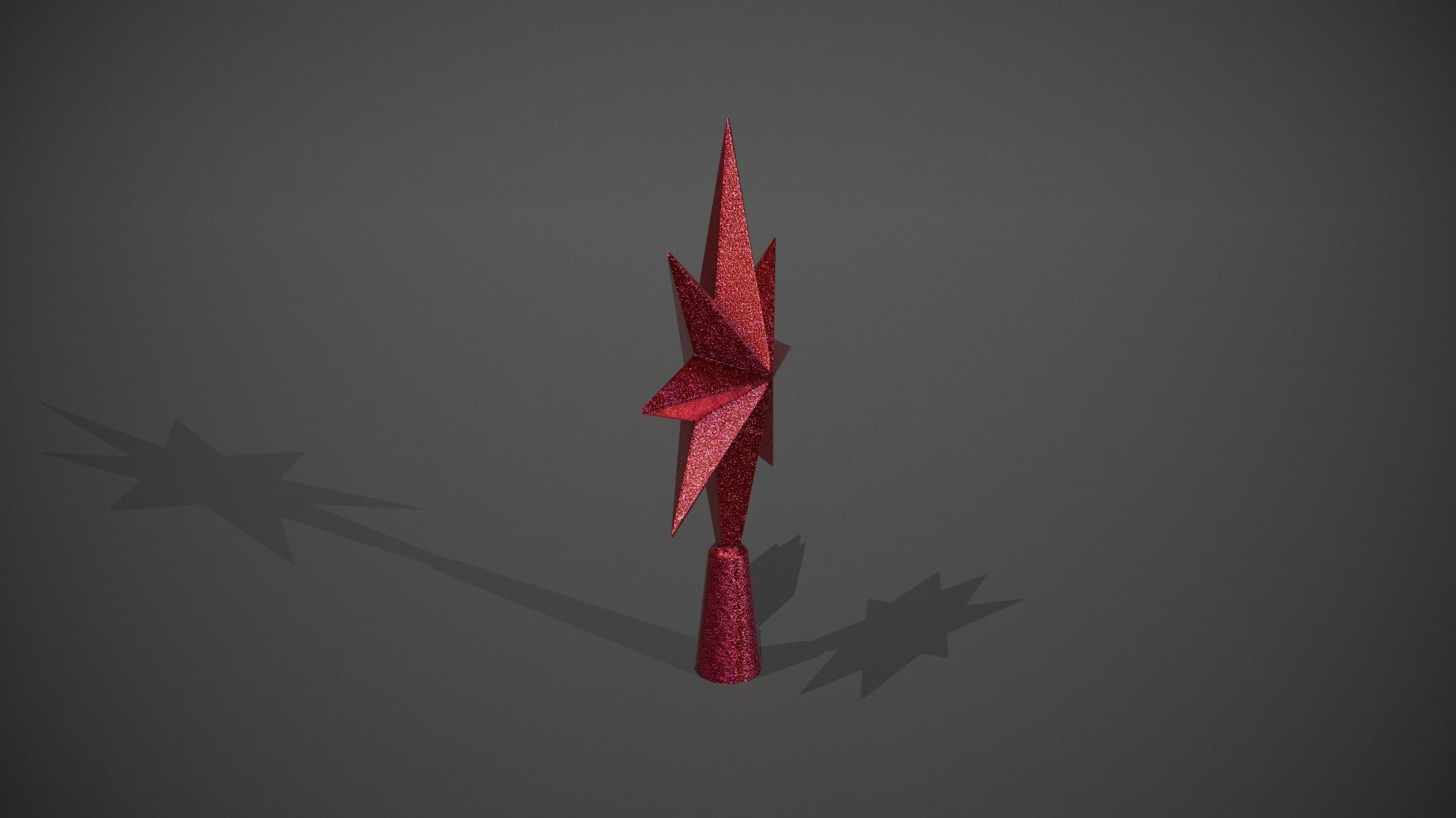 Glittery Red Star Tree Topper Low-poly 3D model_2