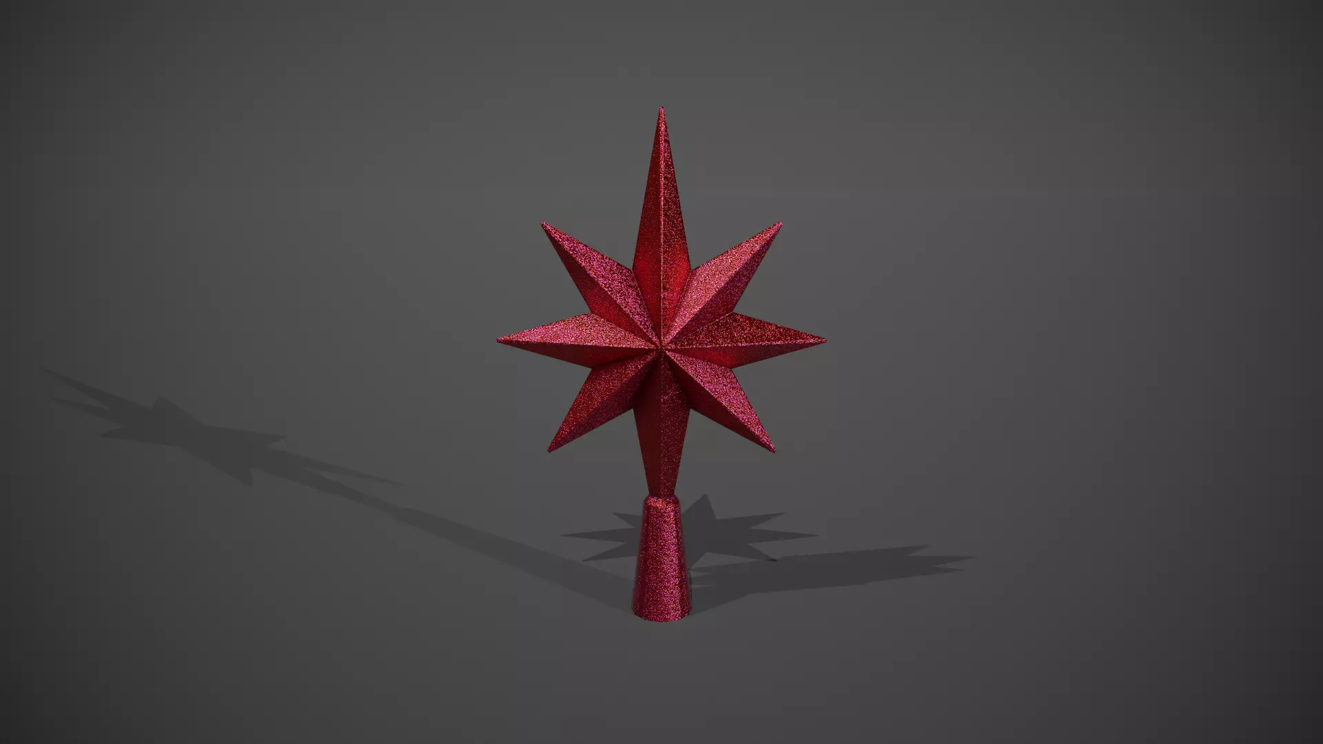 Glittery Red Star Tree Topper Low-poly 3D model_0