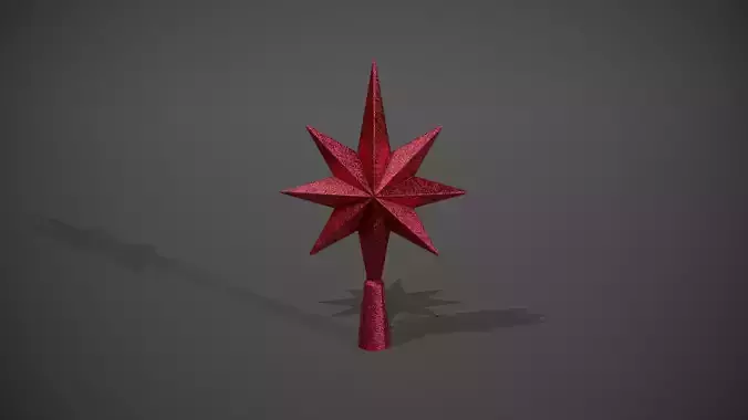 Glittery Red Star Tree Topper Low-poly 3D model