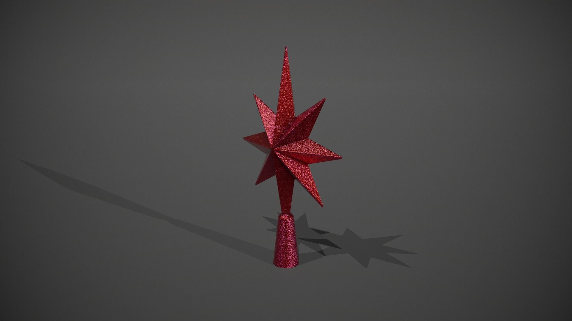 Glittery Red Star Tree Topper Low-poly 3D model_4