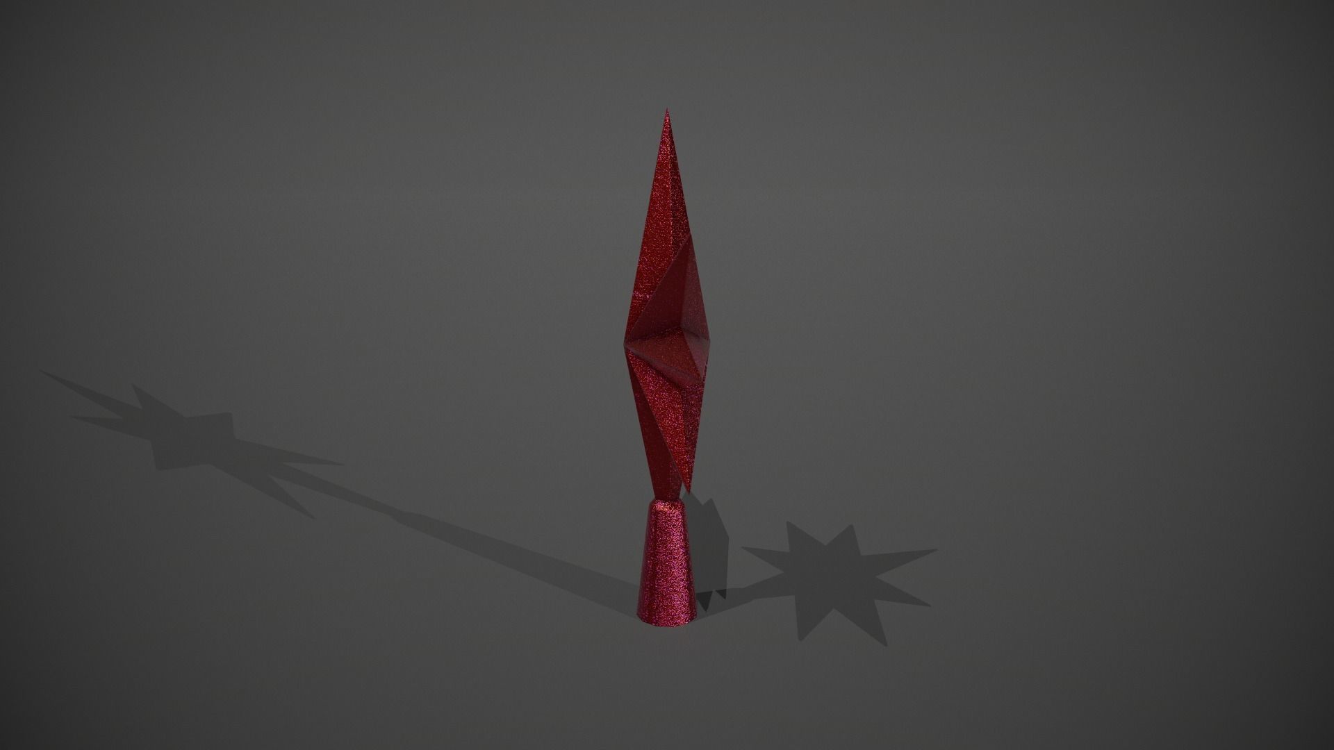 Glittery Red Star Tree Topper Low-poly 3D model_3