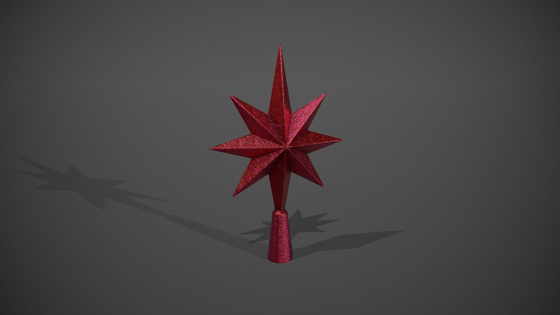 Glittery Red Star Tree Topper Low-poly 3D model_6