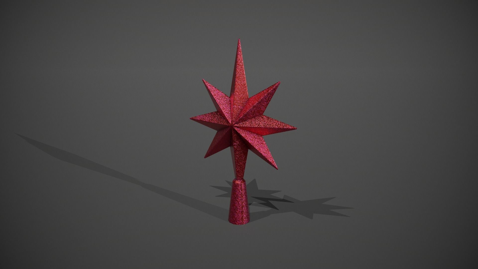 Glittery Red Star Tree Topper Low-poly 3D model_10