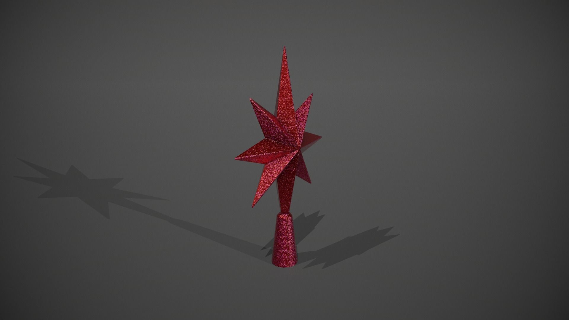 Glittery Red Star Tree Topper Low-poly 3D model_7