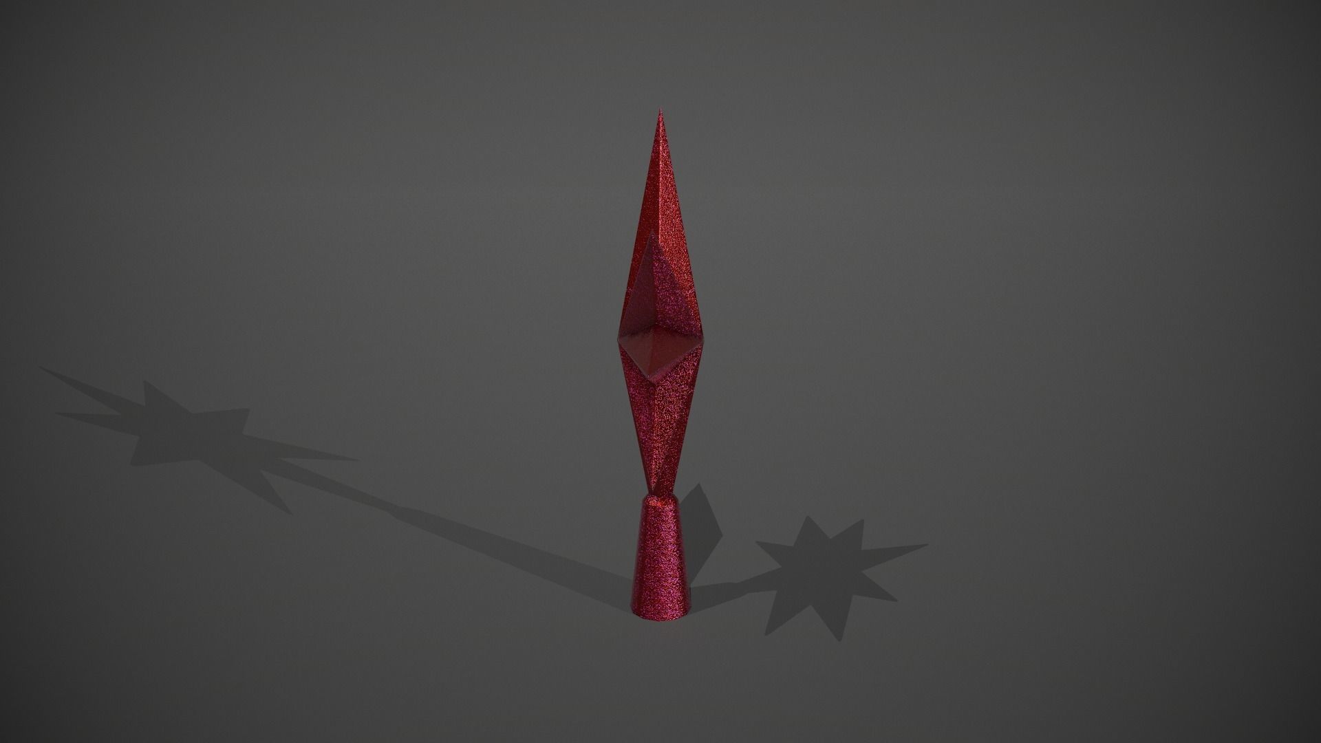 Glittery Red Star Tree Topper Low-poly 3D model_8