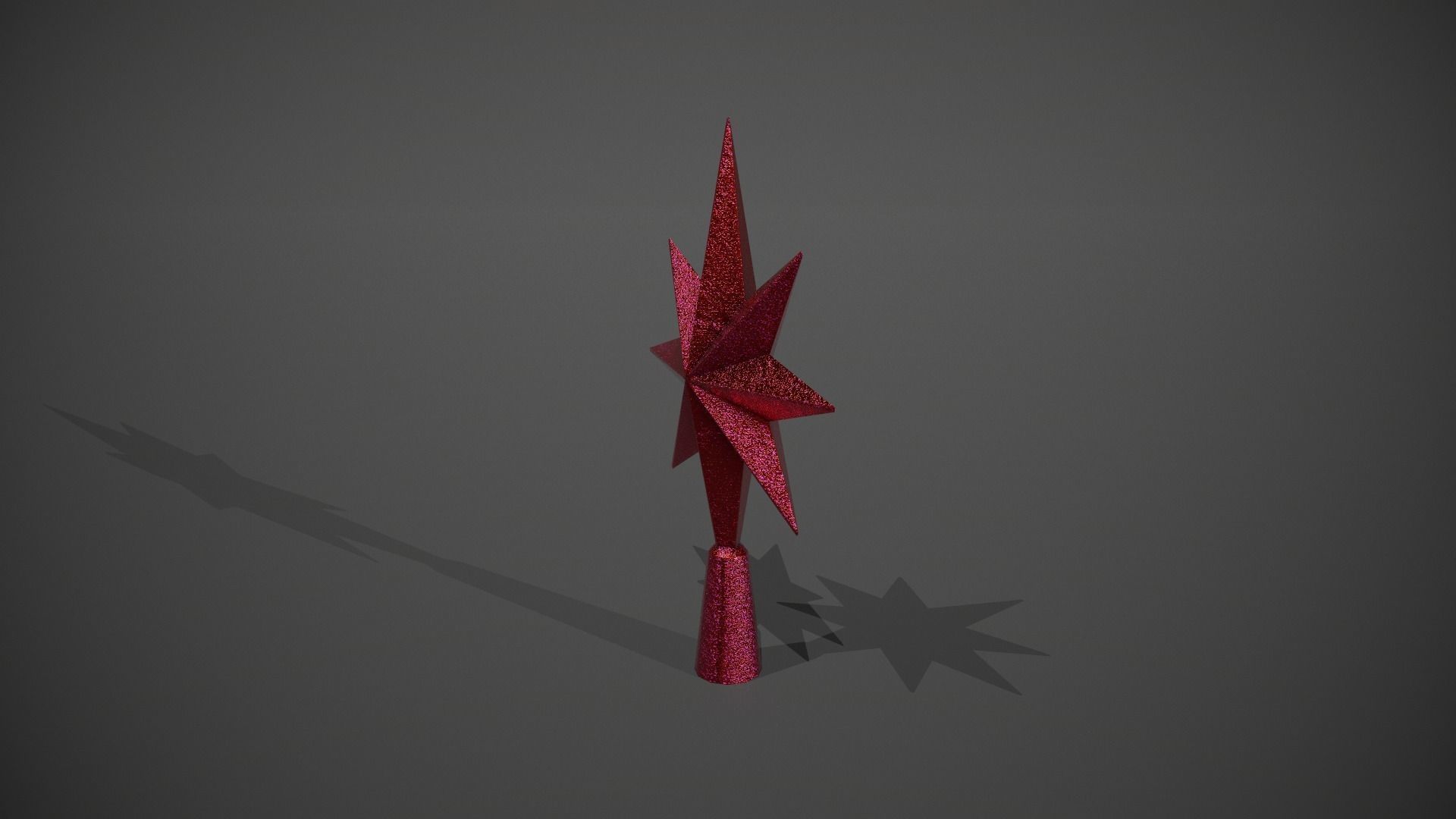 Glittery Red Star Tree Topper Low-poly 3D model_9