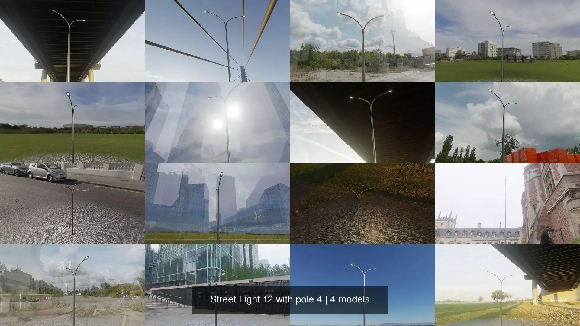 Street Light 12 with pole 4 3D Model Collection_0