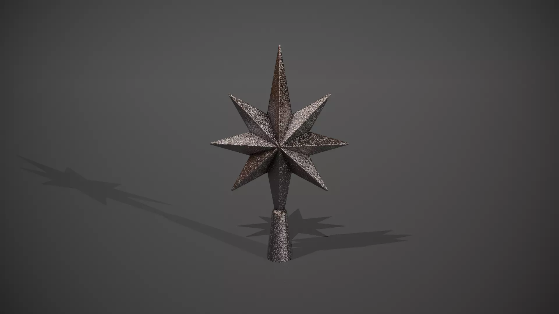 Glittery Silver Star Tree Topper Low-poly 3D model_0